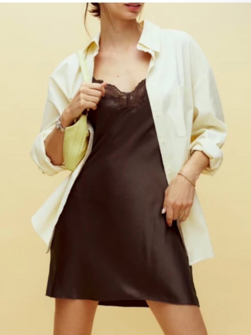 Reformation Marina Dress Brown 100% Silk - Picture 3 of 8